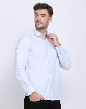 Cotton oxford Casual blue & white striped Shirt