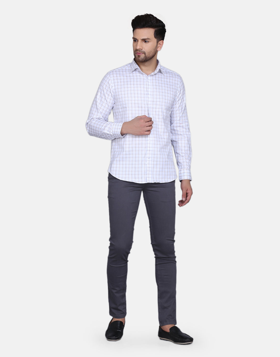 Herringbone checkered formal shirt